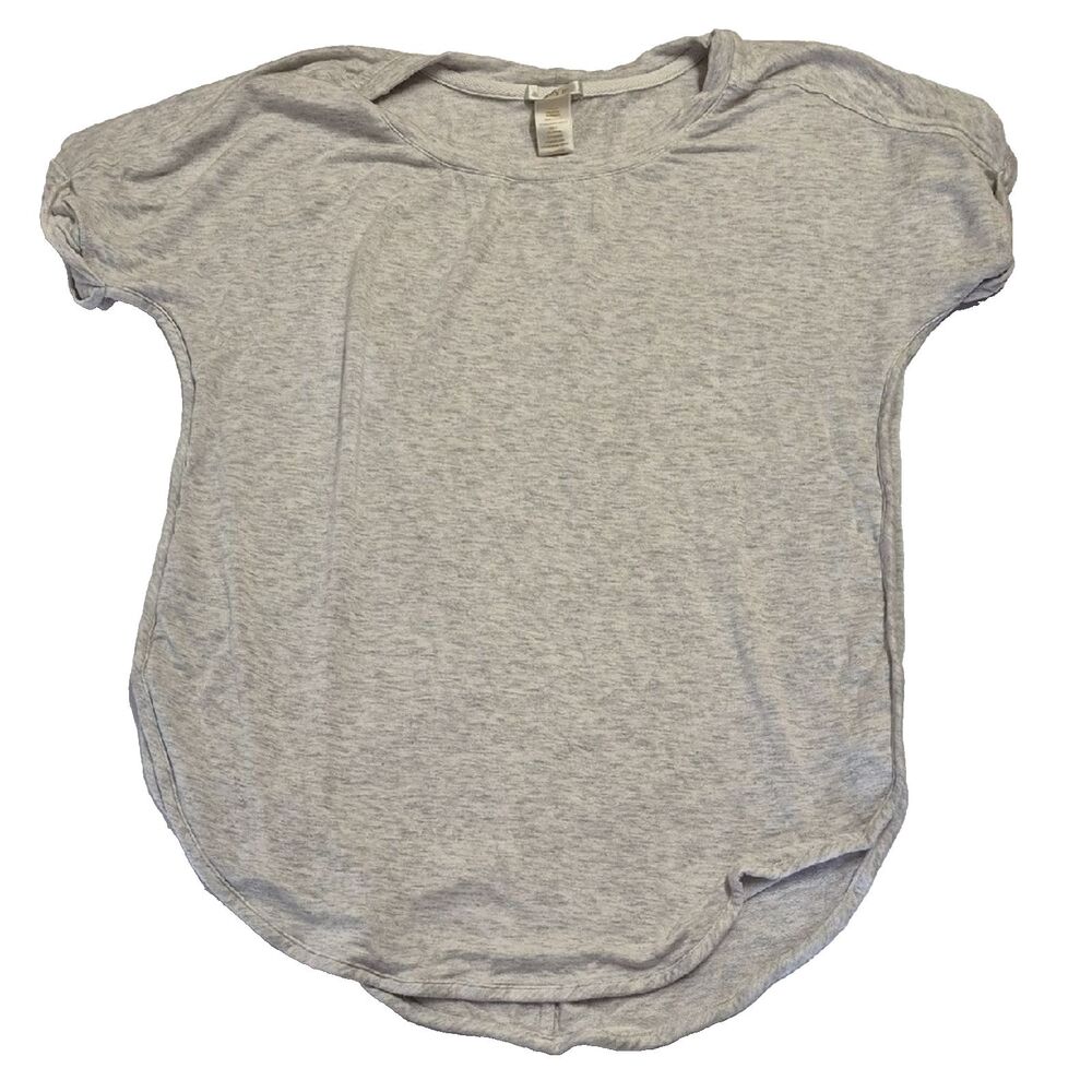 Matty M Tunic Top M Medium Heather Gray Scoop Neck Short Sleeve Soft Knit Blouse